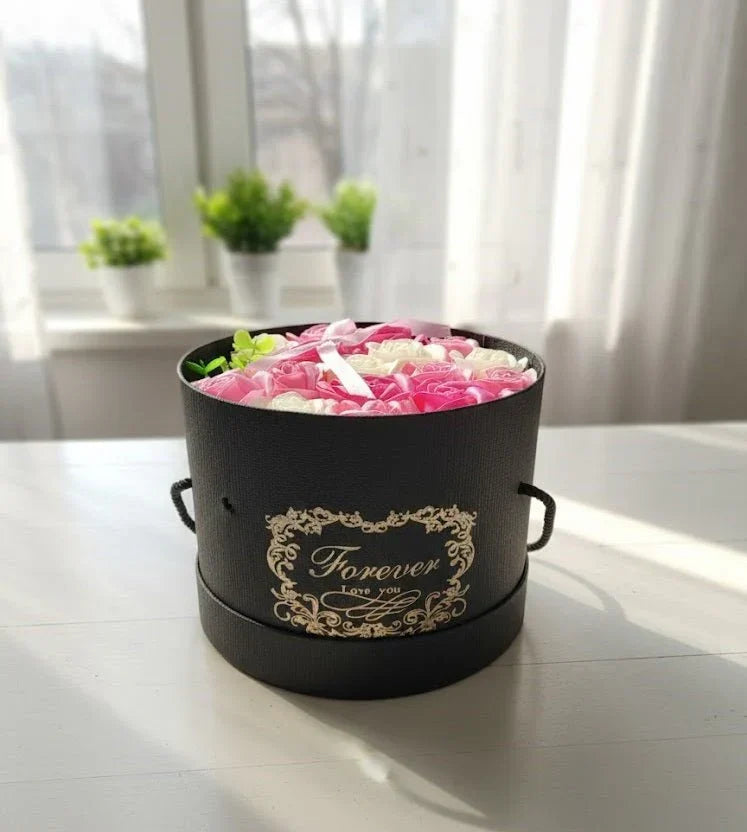 Pink & White Rose Flower Box